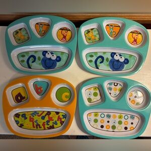 Kids lunch plates/trays playful Monkeys, ABC’s and geometric design (melamine)